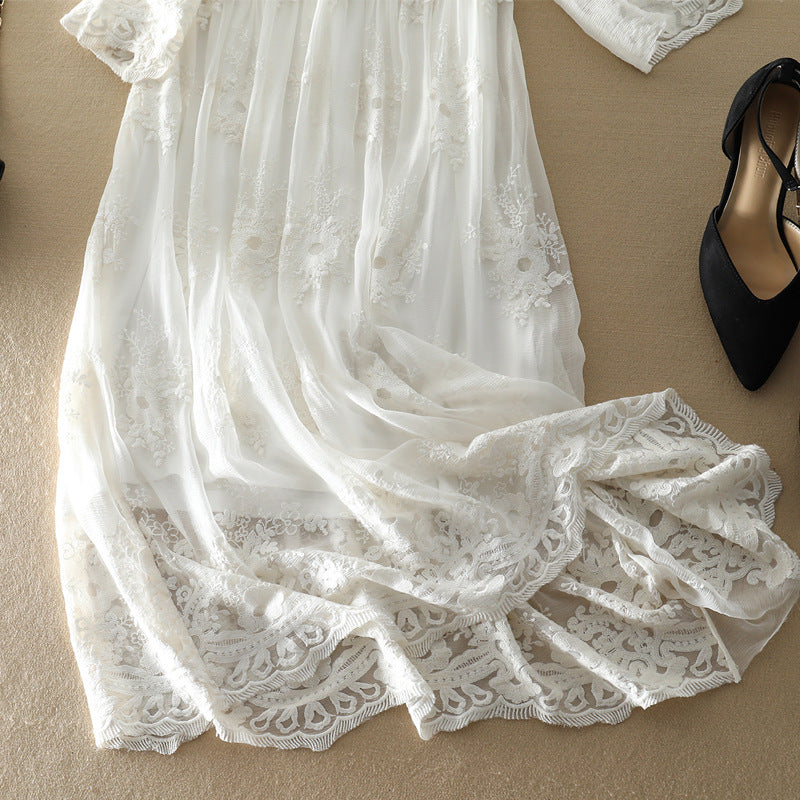 Bohemian Lace Embroidered Silk Dress