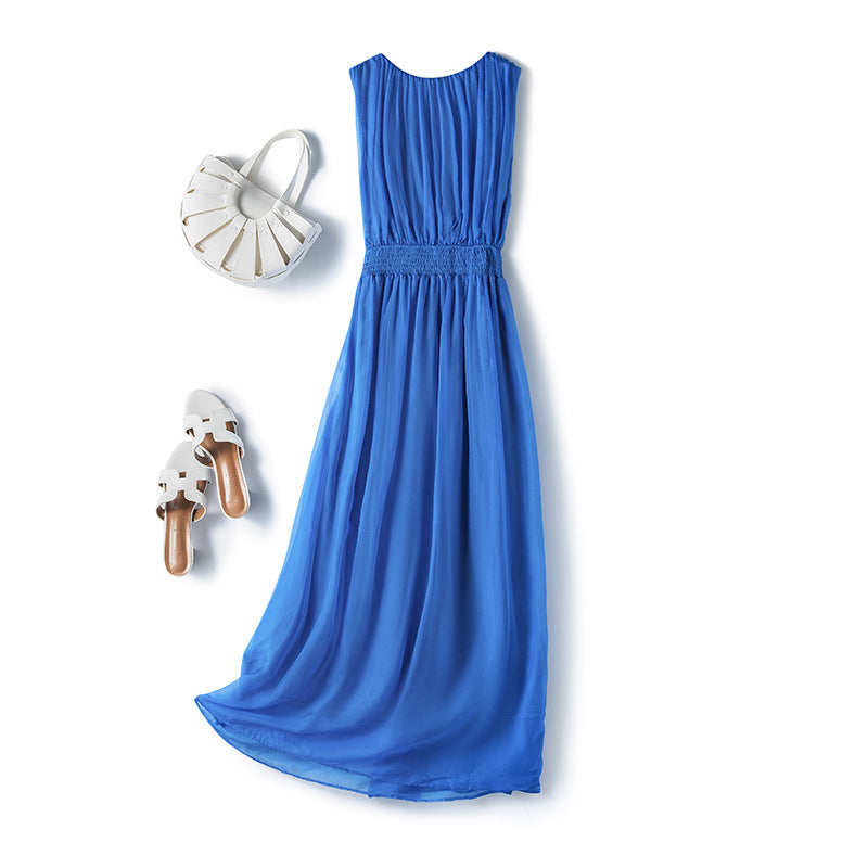 Sleeveless Maxi Silk Dress