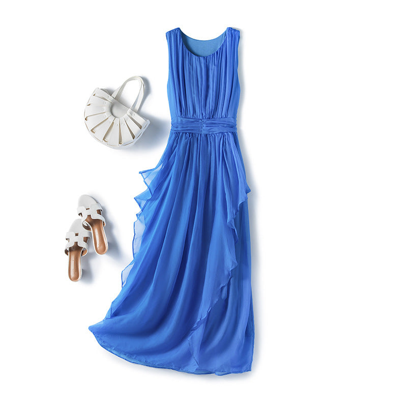 Sleeveless Maxi Silk Dress