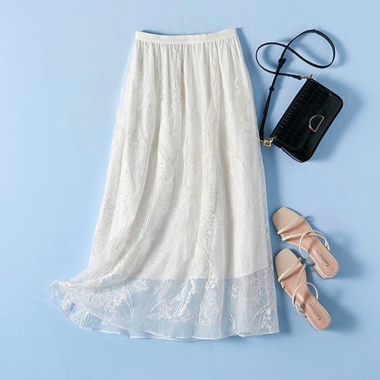 Embroidered Silk Skirt